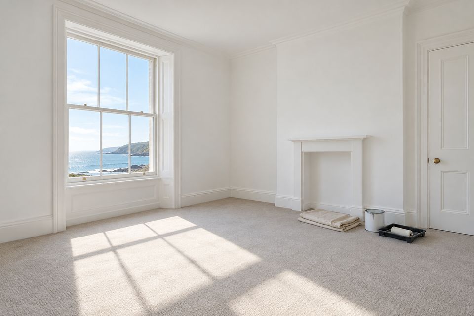 A bright empty bedroom freshly decorated and ready for a new tenant (illustrative)